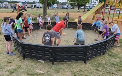 What are gaga ball pits for playgrounds?